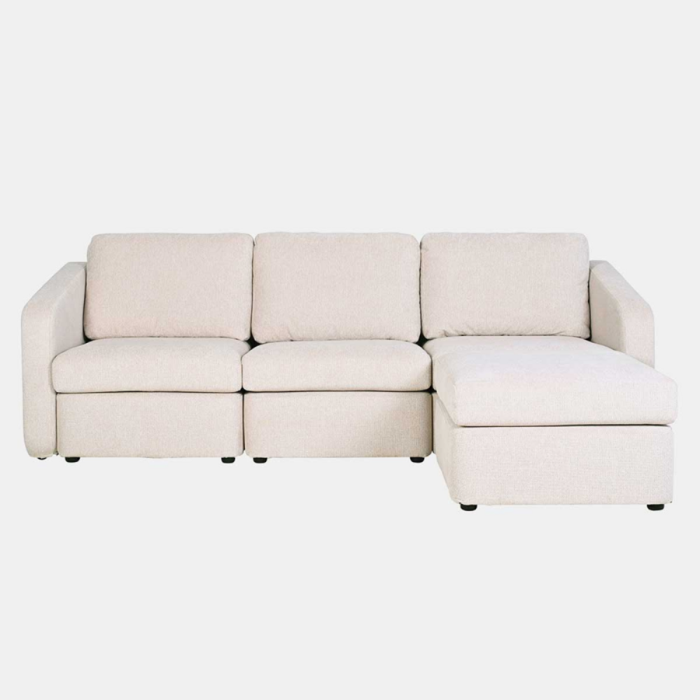 Canapé modulable 3 places beige avec pouf konekt