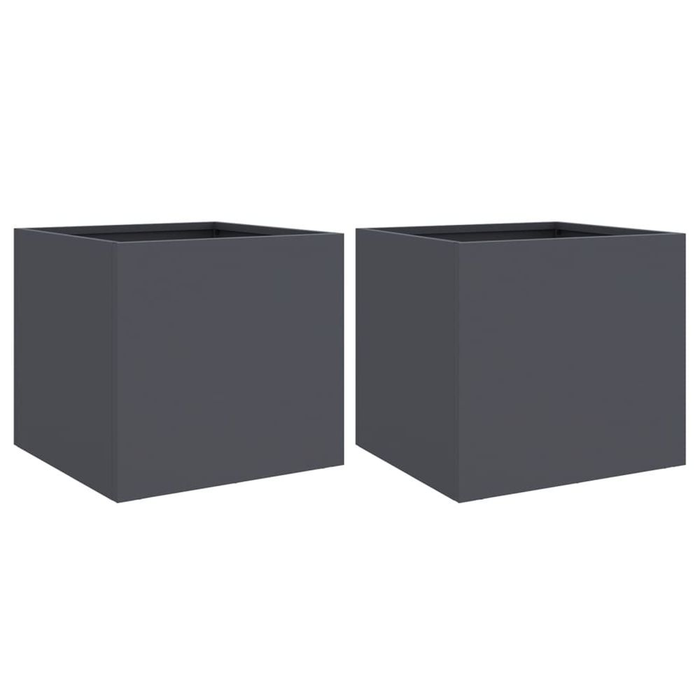 Jardinière d'extérieurs 2 pcs anthracite 32x30x29 cm acier laminé à froid