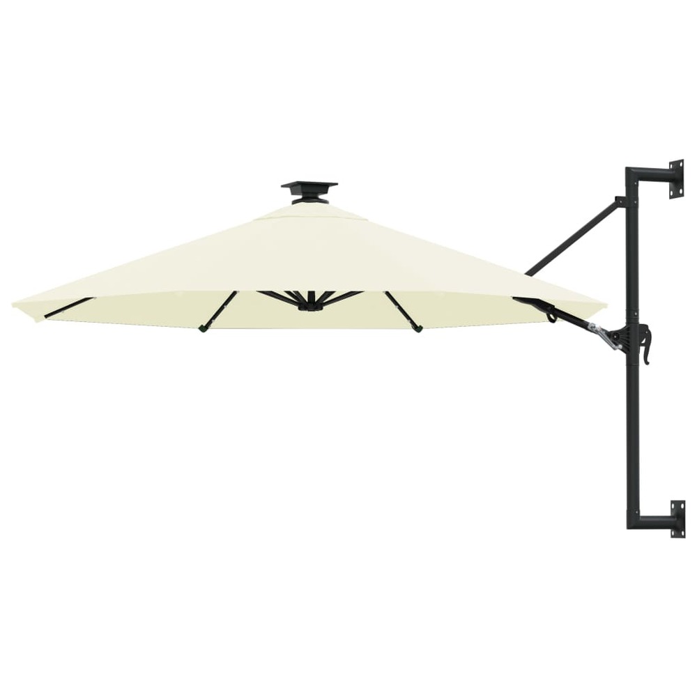 Parasol mural avec mât métallique et led 300 cm sable
