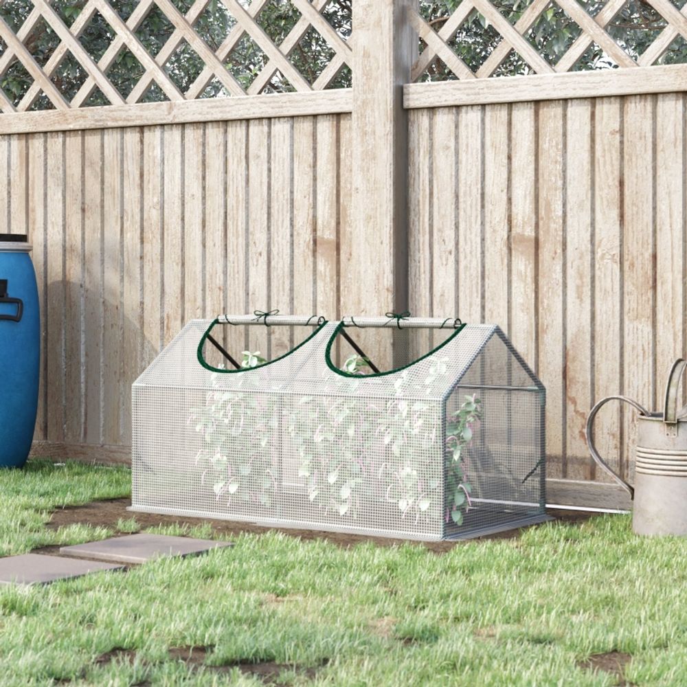 Mini serre de jardin acier et pe 120 x 60 x 60 cm blanche 2 fenêtres zippées protection uv - comfortxl outdoor living