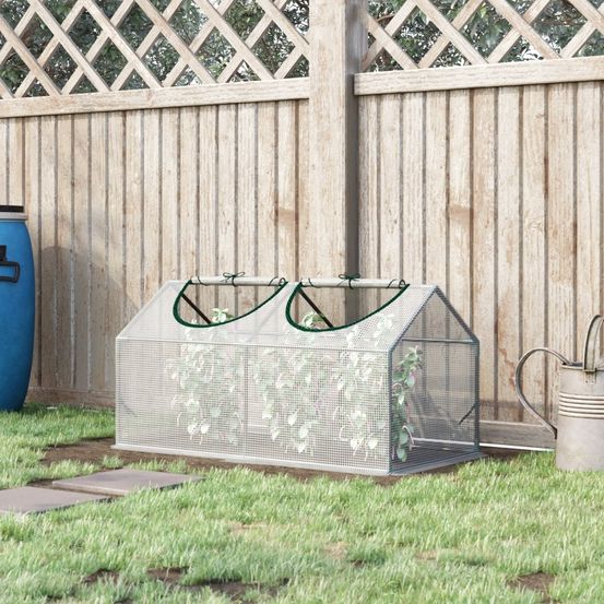 Mini serre de jardin acier et pe 120 x 60 x 60 cm blanche 2 fenêtres zippées protection uv - comfortxl outdoor living