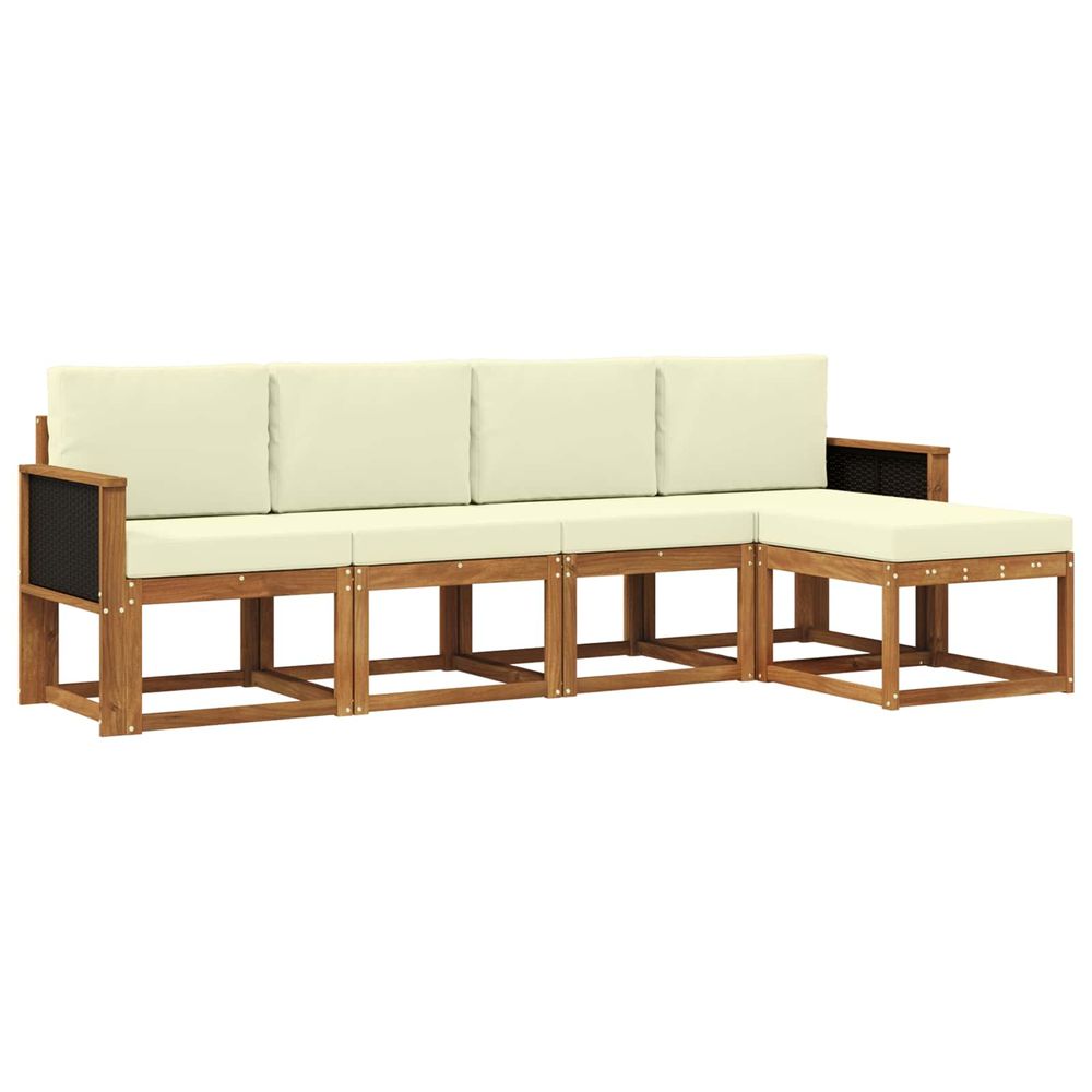 Ensemble de canapés d'extérieur 5 pc naturel et crème polyester
