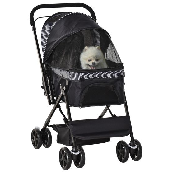 Poussette chien chat acier eva promenades quotidiennes pliable aérée 77x52x95cm noir
