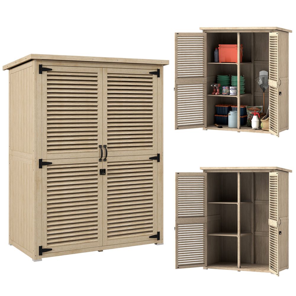 Armoire de jardin bois sapin extérieur rangement outils toit asphalte 127x65x168cm - comfortxl outdoor living