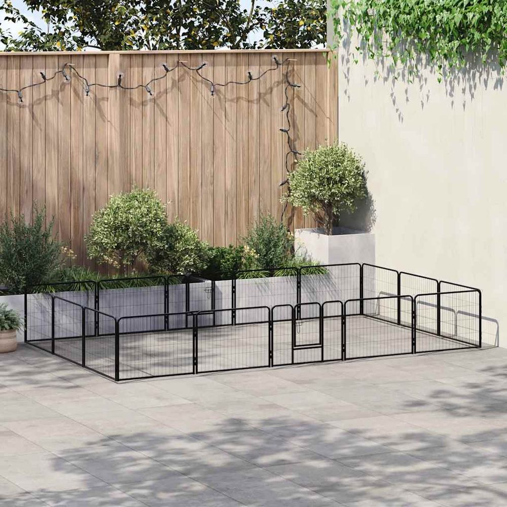 Grand parc pour chien 16 panneaux modulable acier 80x60cm noir