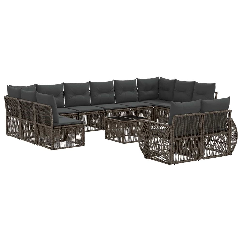 Ensemble de canapé de jardin 13 pc gris et gris foncé polyrotin