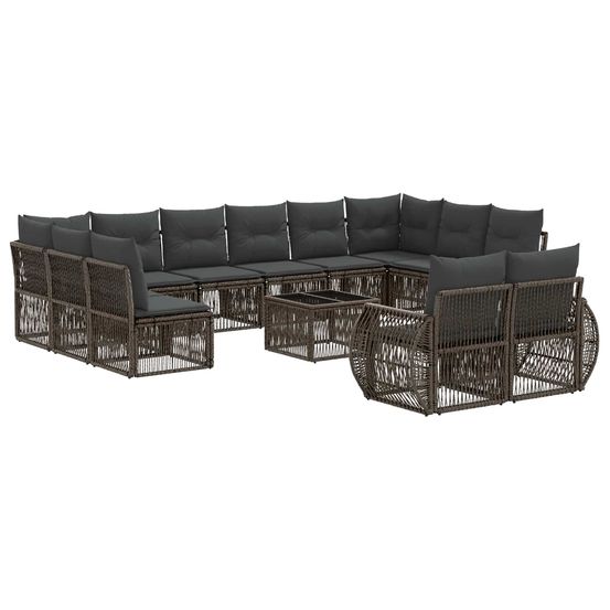Ensemble de canapé de jardin 13 pc gris et gris foncé polyrotin
