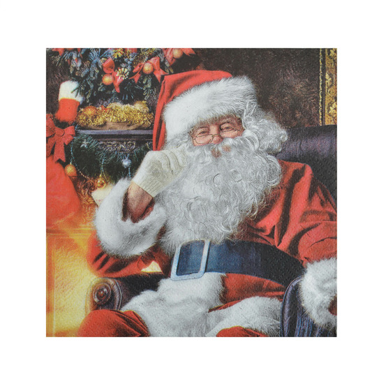 20 serviettes en papier pere noel dans son fauteuil