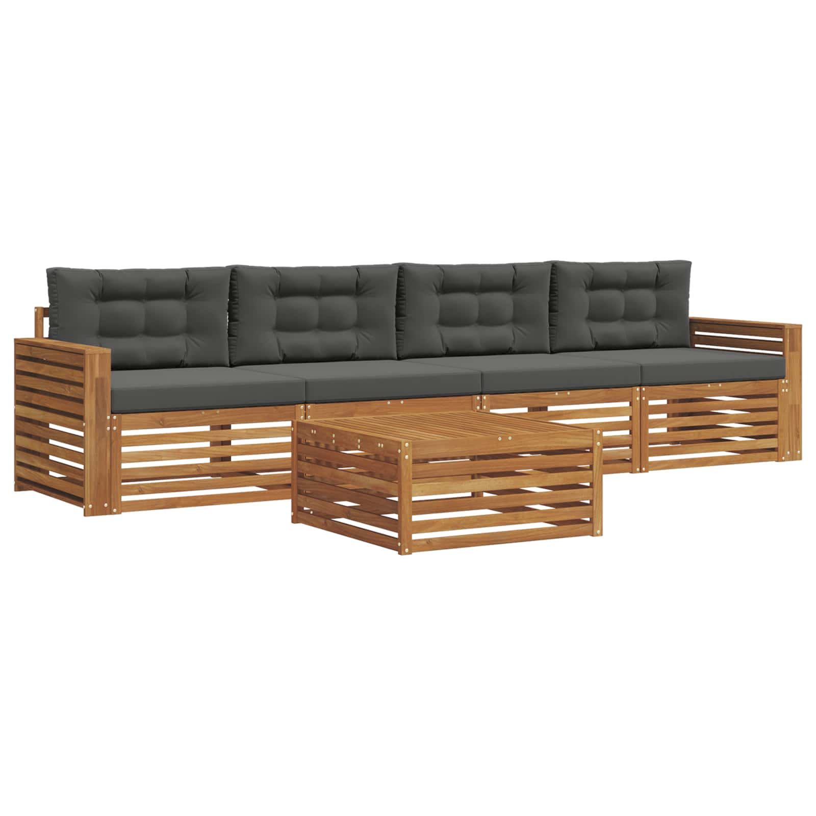 Ensemble de canapés d'extérieur 5 pcs naturel et anthracite