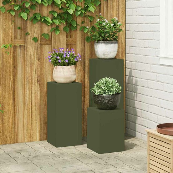 Support de plante 3 pcs vert olive acier