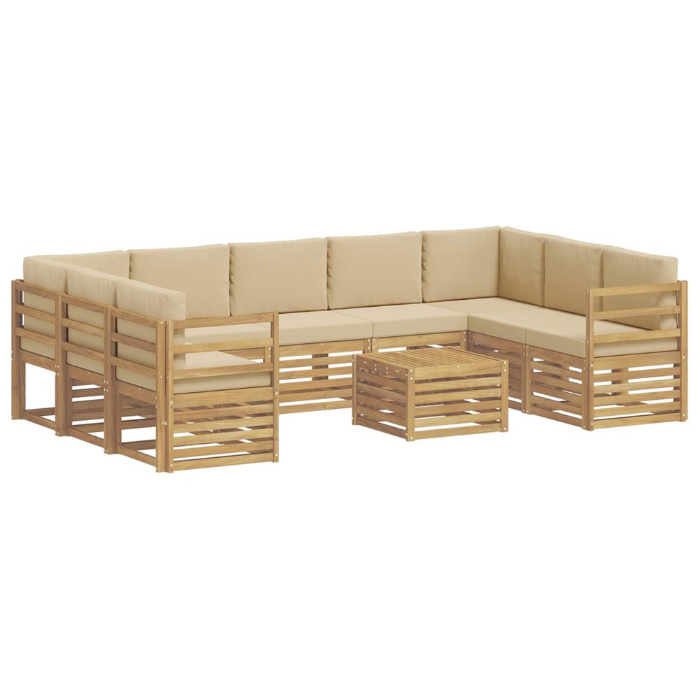 Ensemble de canapés d'extérieur 10 pc blanc et beige polyester