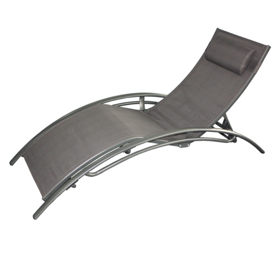 Transat ajustable et empilable avec pieds en acier gris limea