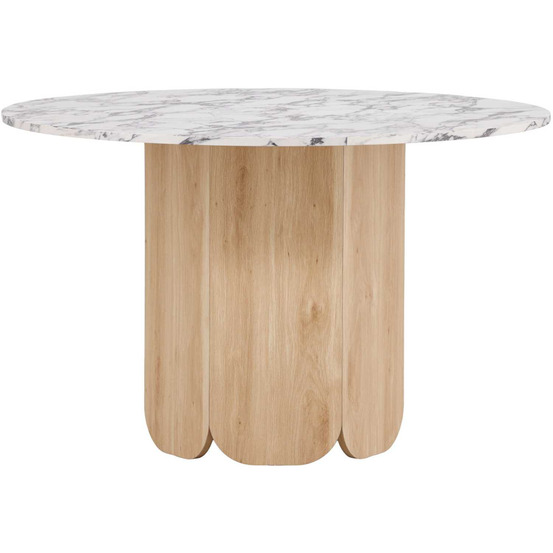 Table repas en mdf tekla 120 x 75 cm naturel et plateau effet marbre