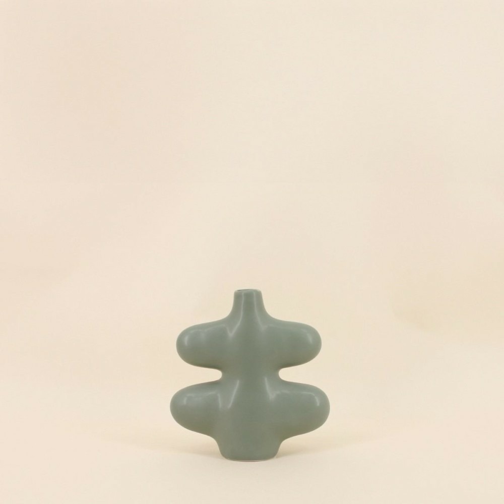 Vase forme organique vert 19x20cm
