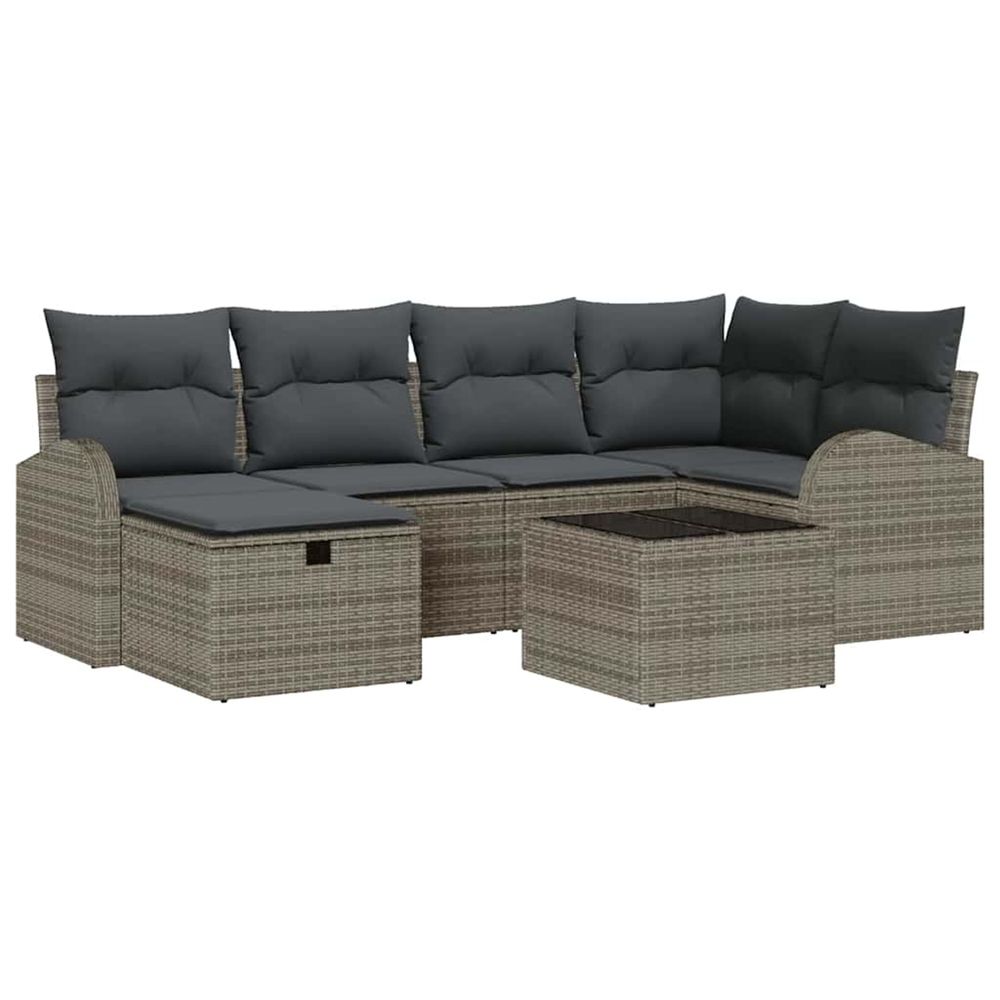 Ensemble de canapé de jardin 7 pc gris polyrotin
