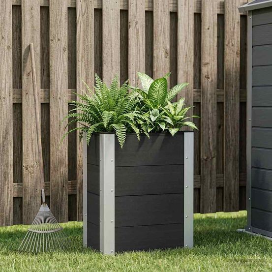 Jardinière surélevée compacte wpc aluminium petit balcon 50x72cm noir