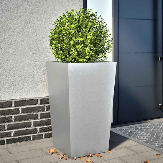 Jardinière haute carrée acier galvanisé pour jardin terrasse argent 45x75cm