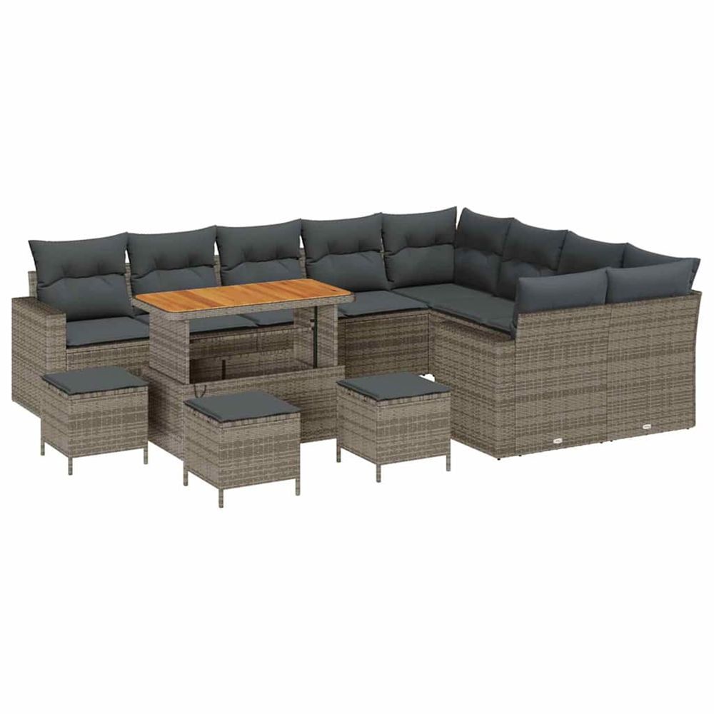 Ensemble de canapé de jardin 13 pc gris polyrotin