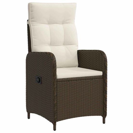 Chaise de jardin inclinable marron et crème blanche
