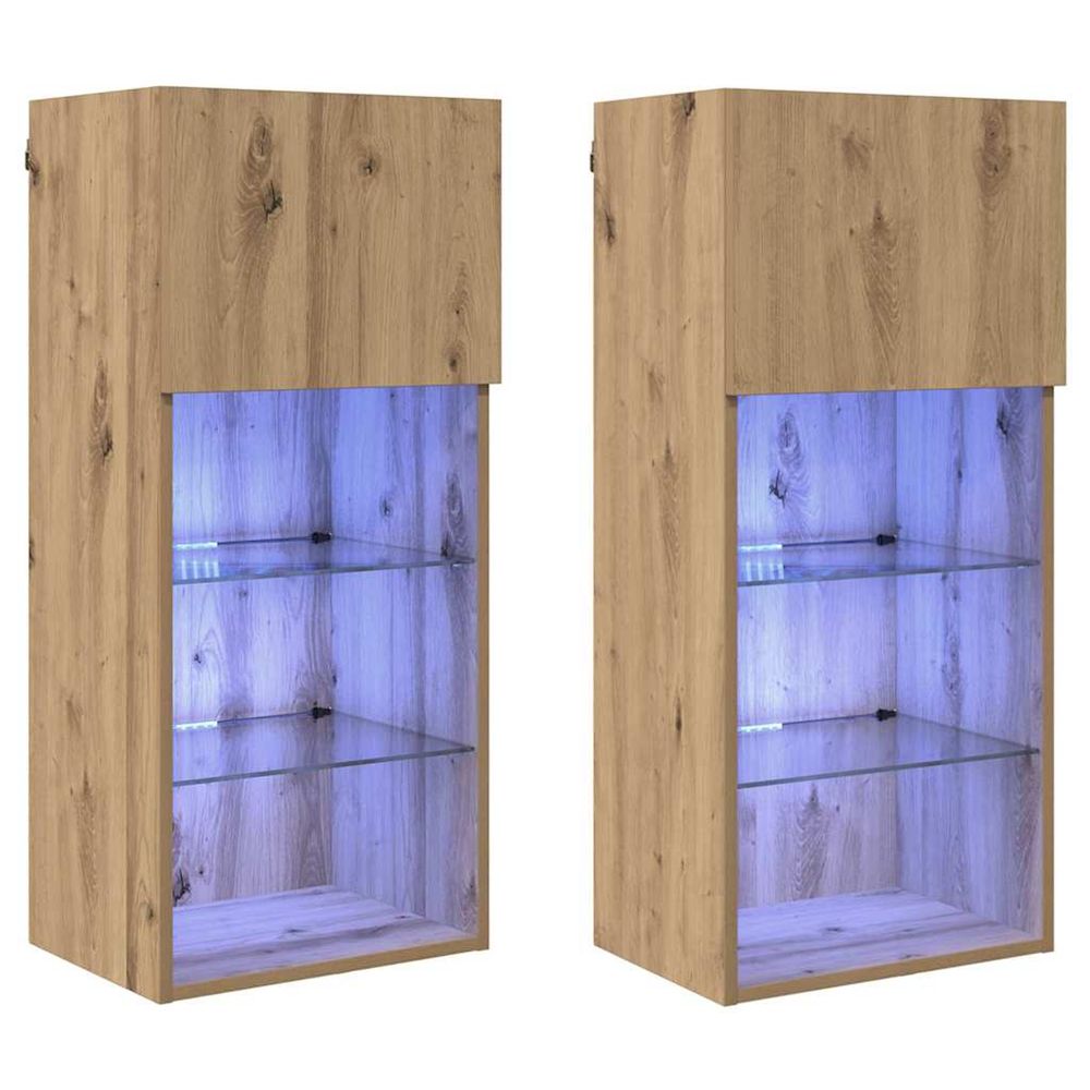 Meubles tv muraux 2 pc chêne artisanal bois d'ingénierie