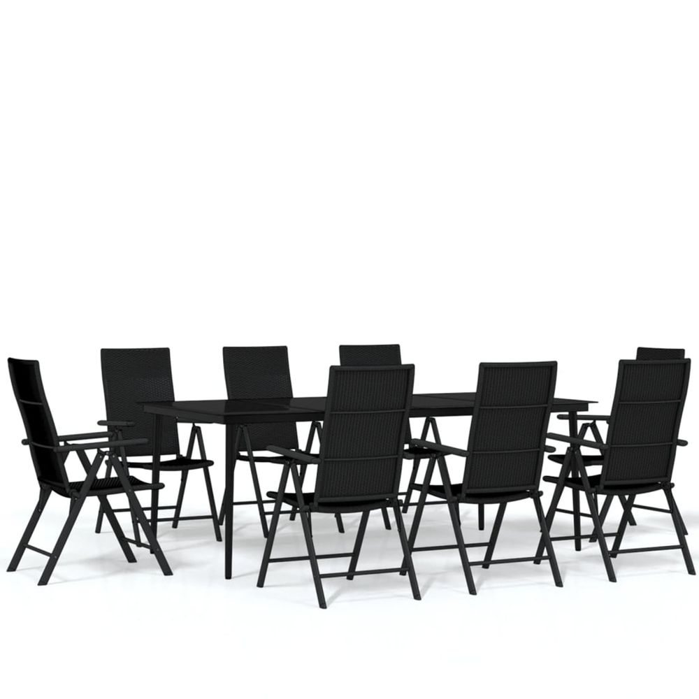 Ensemble à manger de jardin 9 pcs noir