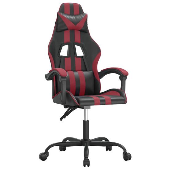 Chaise de jeu pivotante noir et rouge bordeaux similicuir