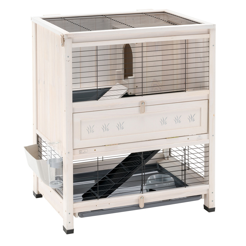Ferplast clapier d'intérieur cottage mini, cochons d'inde, bois fsc, structure à 2 étages, accessoires inclus