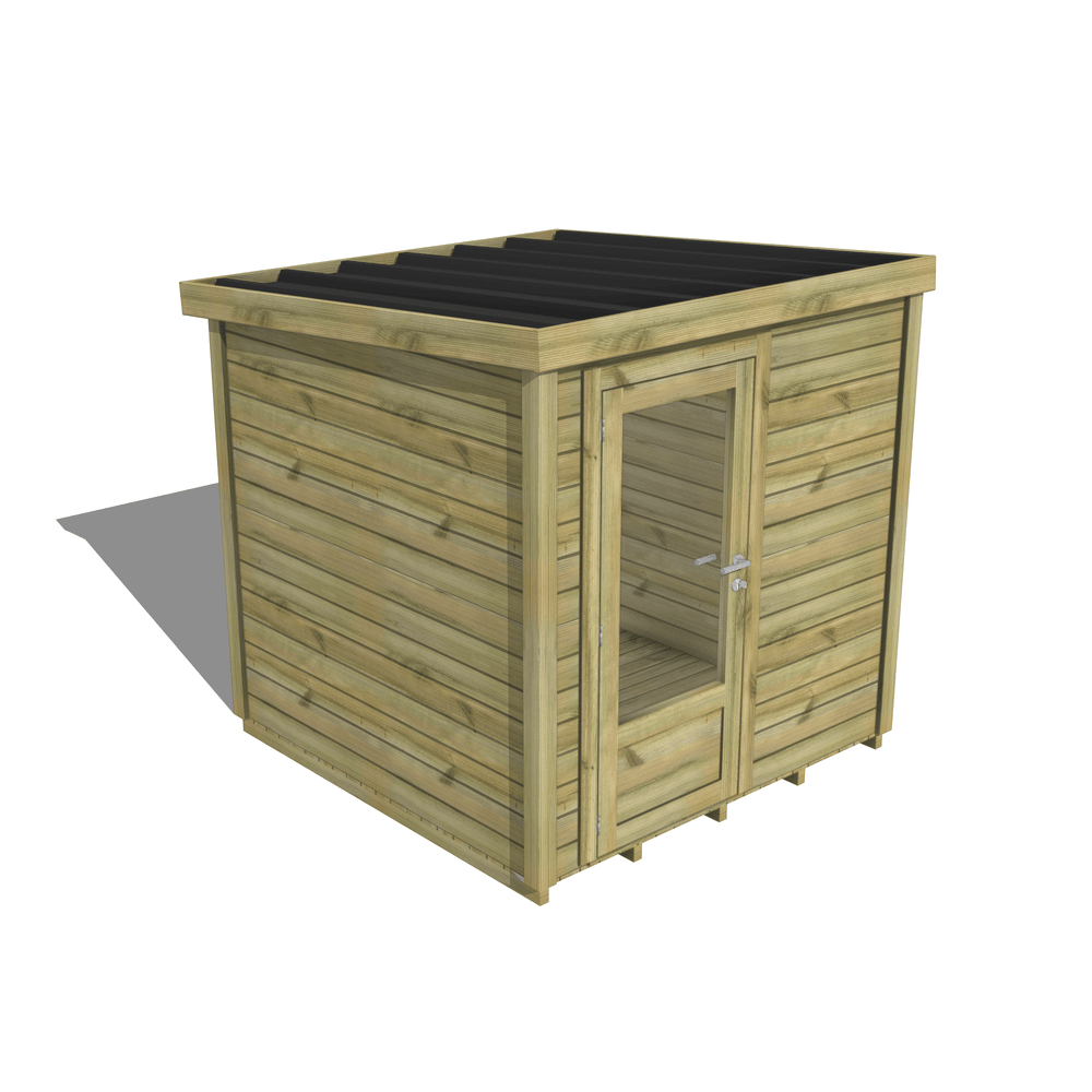 Abri de jardin bois pin traité autoclave 27mm - essentiel - 2,14x2,14m / 5m2 - bac acier - plancher bois
