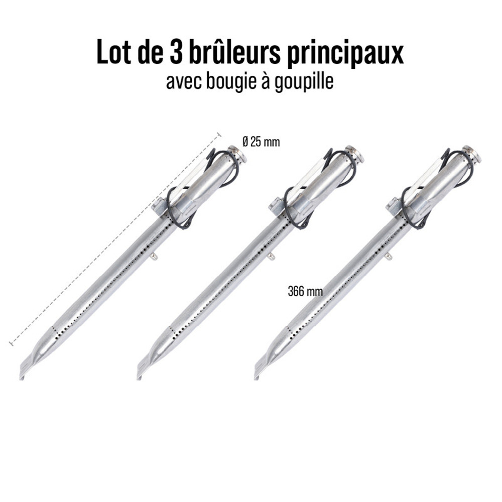Lot 3 brûleurs avec bougie a goupille