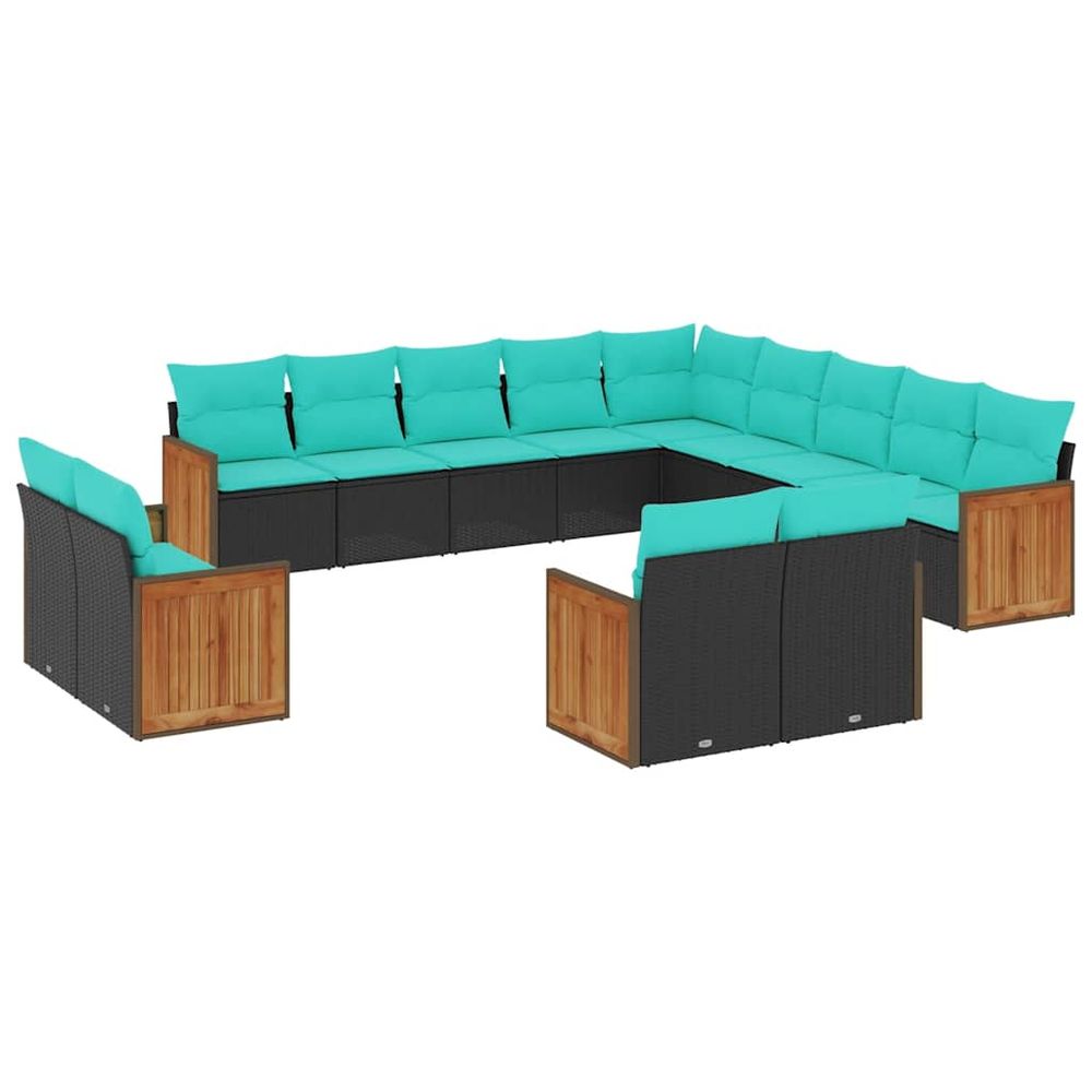 Ensemble de canapé de jardin 13 pcs avec coussins noir