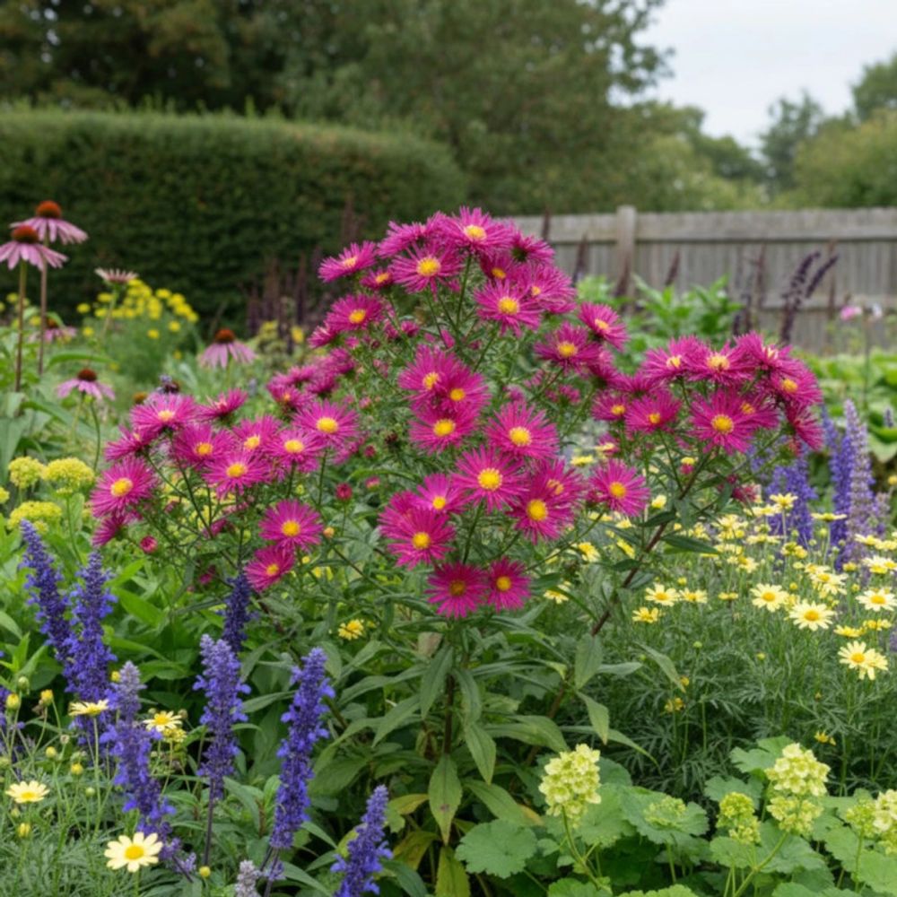 Aster grand d'automne septemberrubin, aster novae-angliae lot de 3 godets