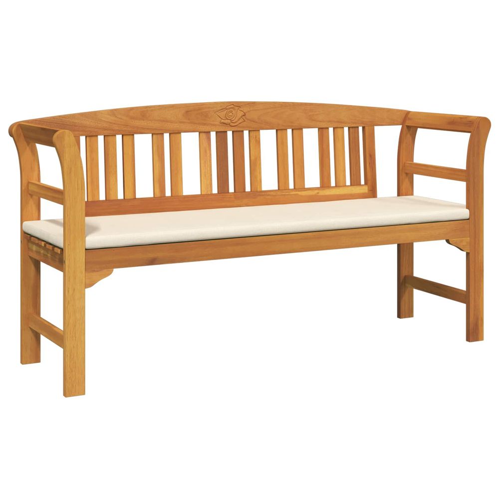 Banc rose 157 x 46 x 82,5 cm bois d'acacia massif crème blanc