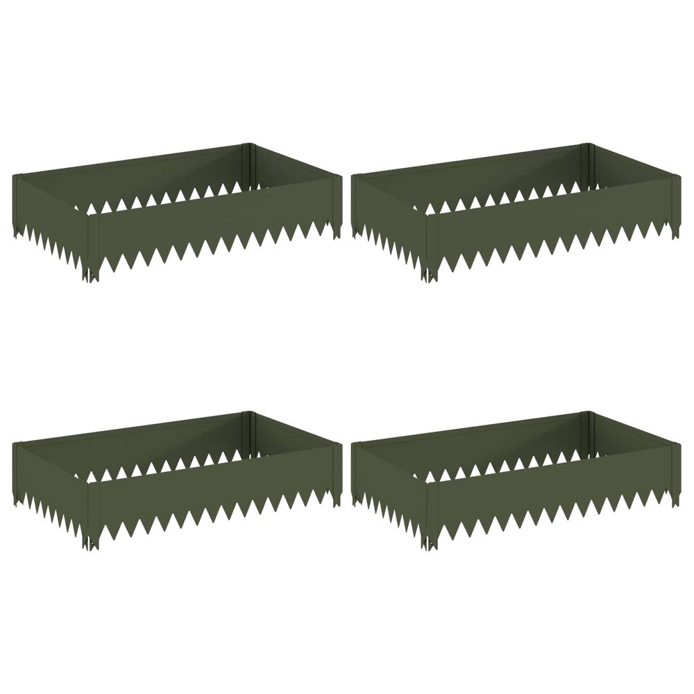Bordure de pelouse 4 pc 100 x 60 x 20 cm acier vert olive