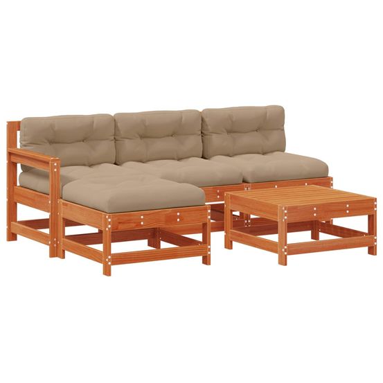 Ensemble de salon de jardin 5 pc pin brun ciré
