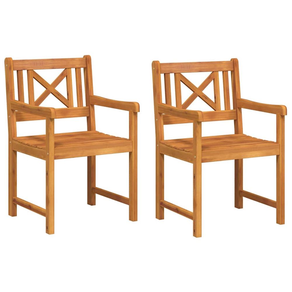 Chaises de jardin 2 pc naturel bois d'acacia massif