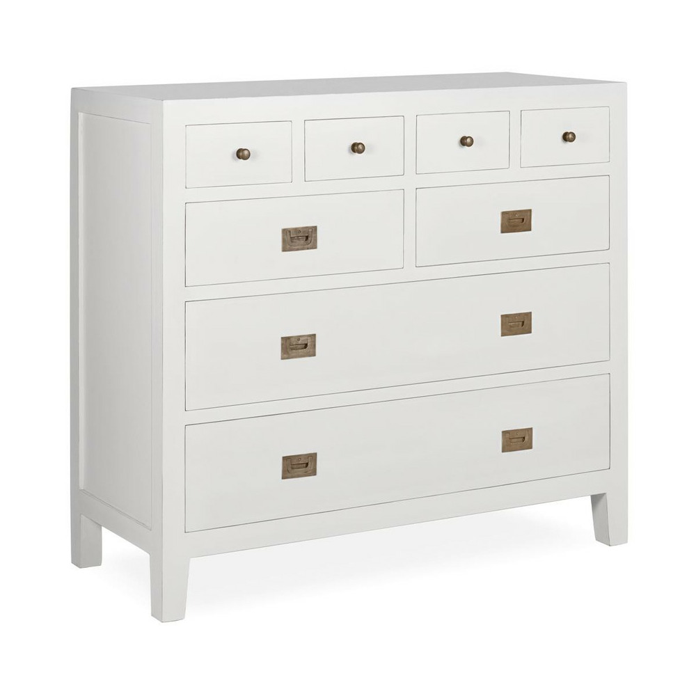 Commode 8 tiroirs bronze bois blanc - mélicia décoration d'autrefois