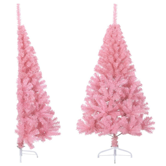 Demi sapin de noël artificiel avec support rose 150 cm pvc