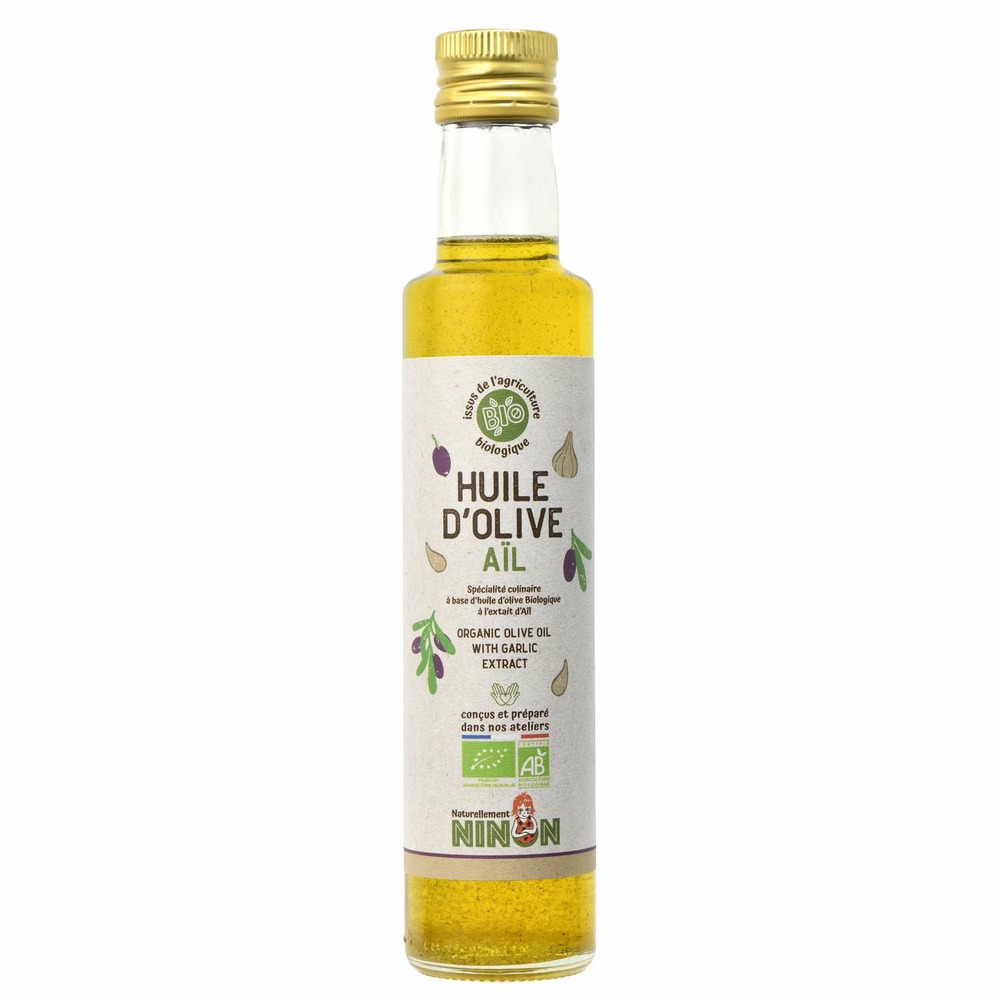 Huile d'olive extra vierge ail bio - naturellement ninon