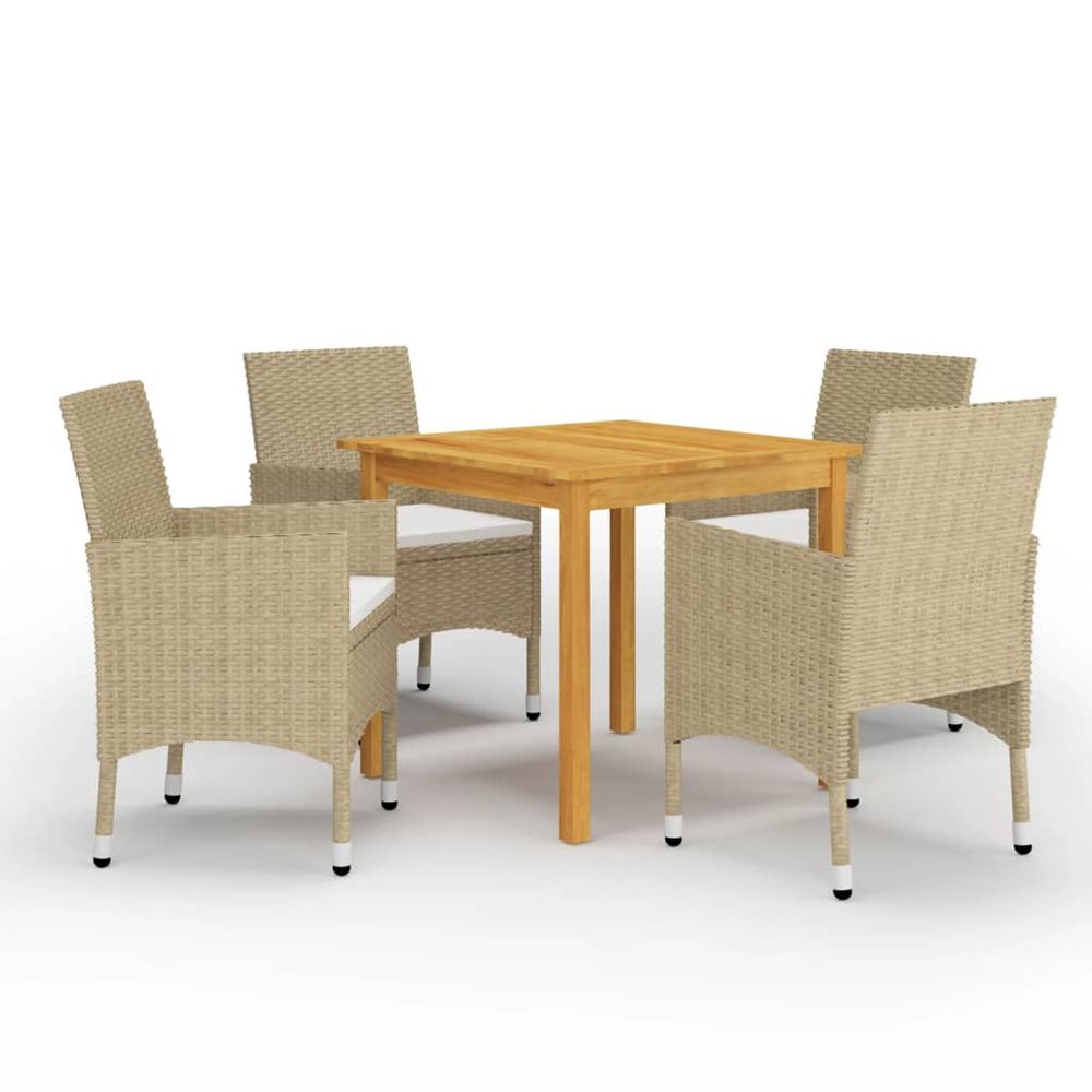 Ensemble à manger de jardin 5 pcs beige