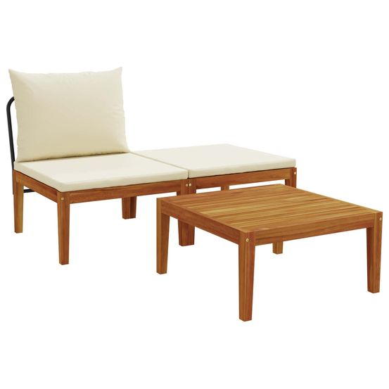 3 pc ensemble de salon de jardin avec coussins naturel