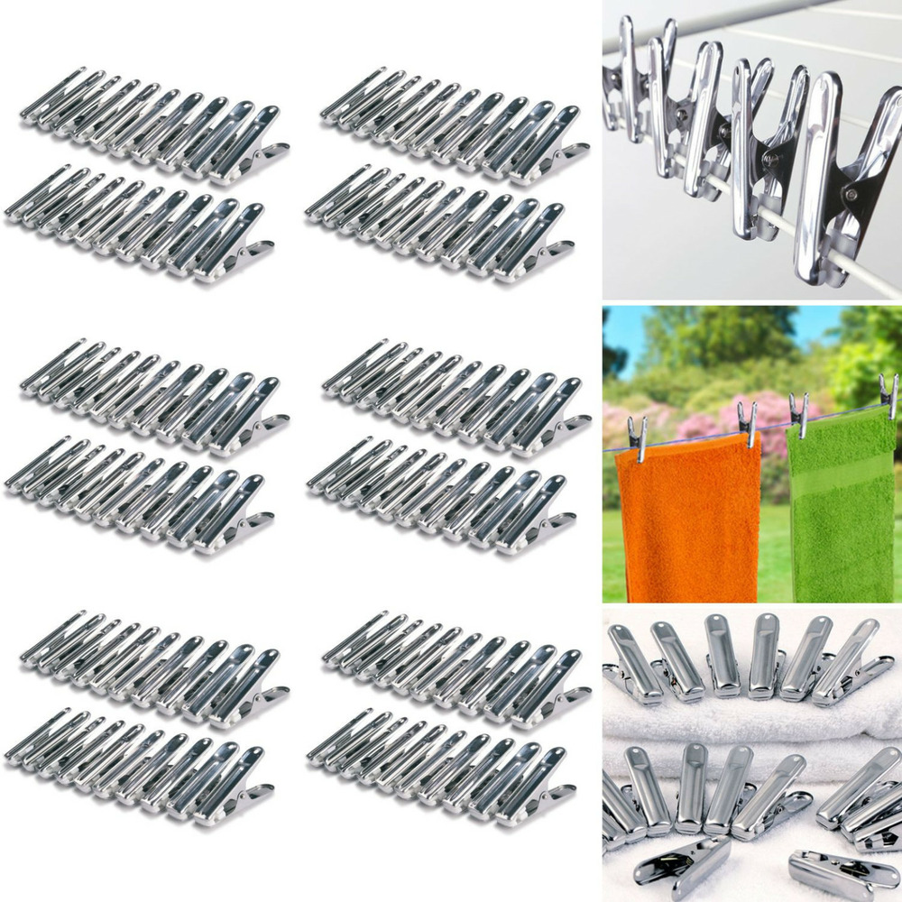 120 pinces à linge inox, pinces incassables, inusables, ne rouillent pas