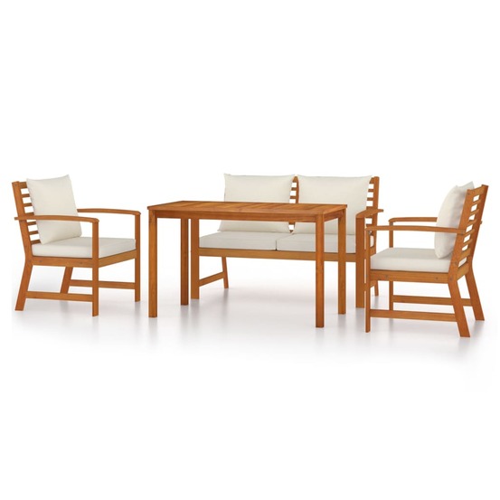 Ensemble à manger de jardin 4 pcs coussins bois acacia