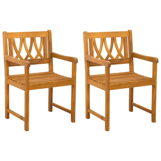 Chaises de jardin 2 pcs naturel bois d'acacia massif