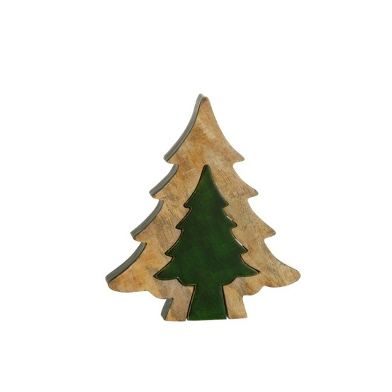 Sapin de noël puzzle en bois vert 30x26x3,5cm h3.5