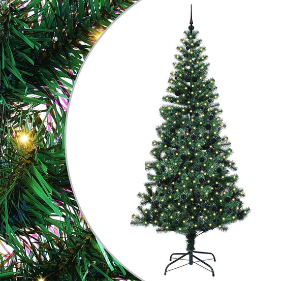 Sapin de noël artificiel pré-éclairé vert 240 cm pvc et métal