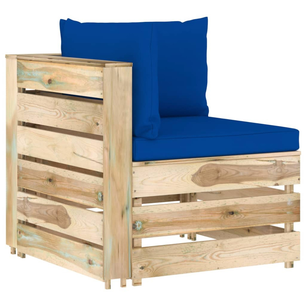 Canapé d'angle sectionnel avec coussins bois imprégné de vert