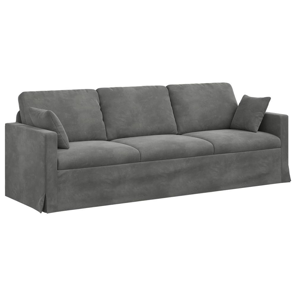 Canapé gris foncé 228 x 78 x 80 cm velours