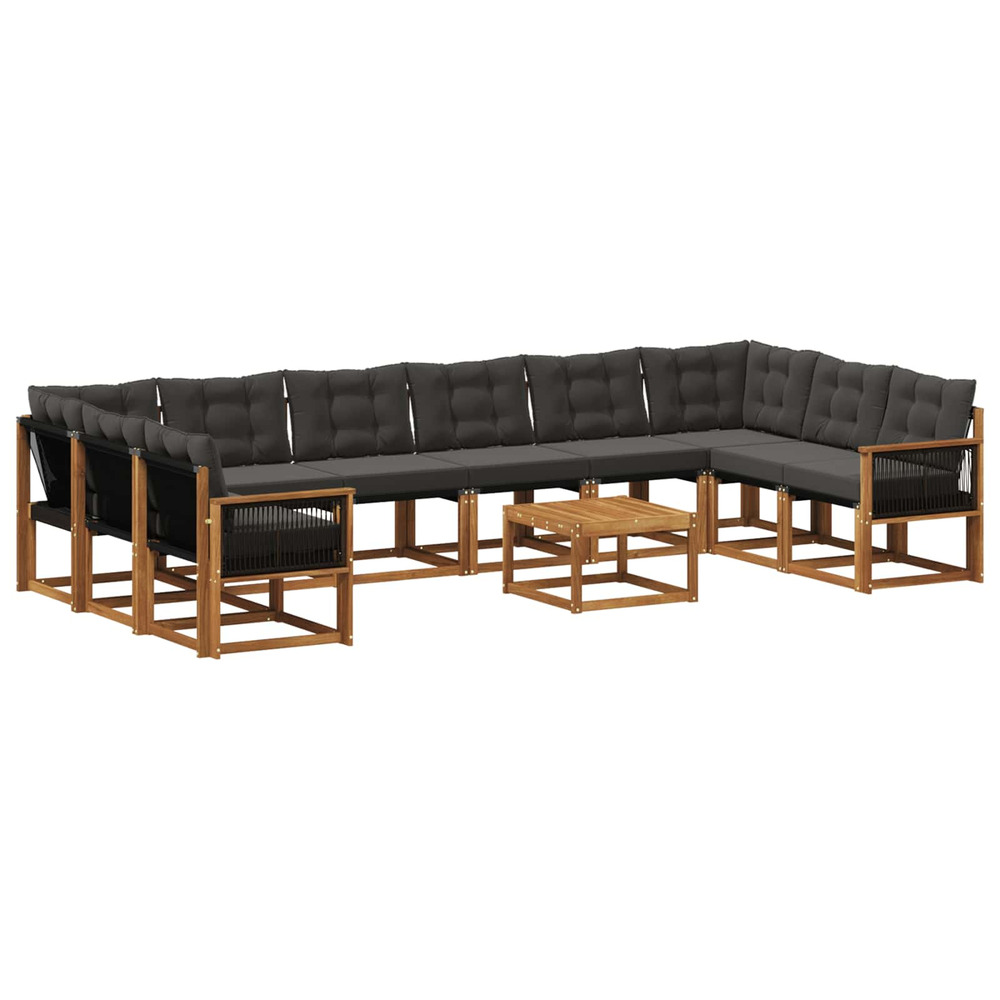 Ensemble de canapés d'extérieur 11 pcs naturel et noir