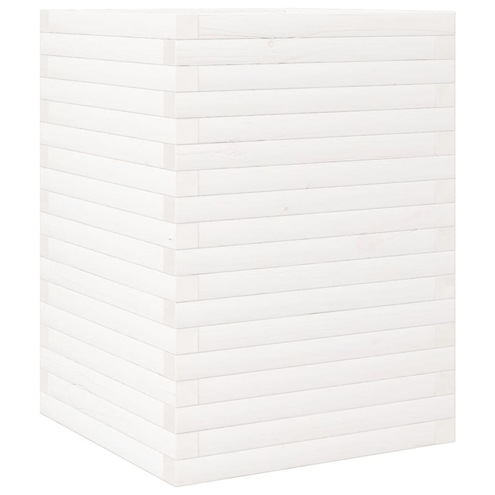 Jardinière d'extérieur blanc 50x50x68,5 cm bois de pin massif