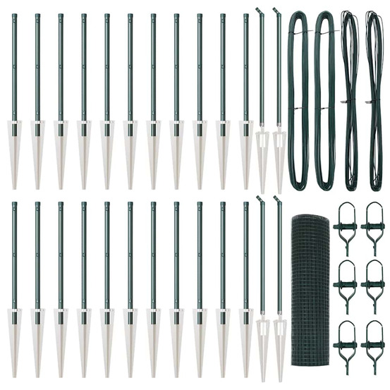 Clôture avec poteaux vert 0.5 x 50 m acier